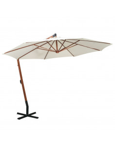 Ombrellone Pensile 350 cm Palo in Legno Bianco 2