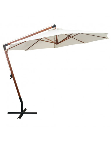 Ombrellone Pensile 350 cm Palo in Legno Bianco