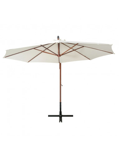 Ombrellone Pensile 350 cm Palo in Legno Bianco