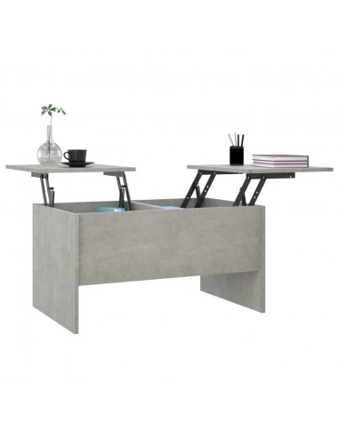 Tavolino Salotto Grigio Cemento 80x50x42,5 cm Legno Multistrato
