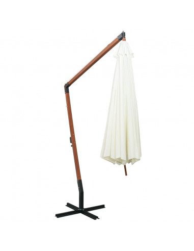 Ombrellone Pensile 350 cm Palo in Legno Bianco