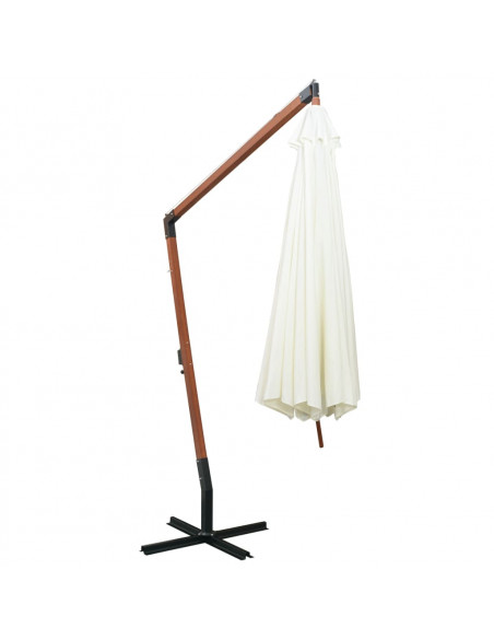Ombrellone Pensile 350 cm Palo in Legno Bianco