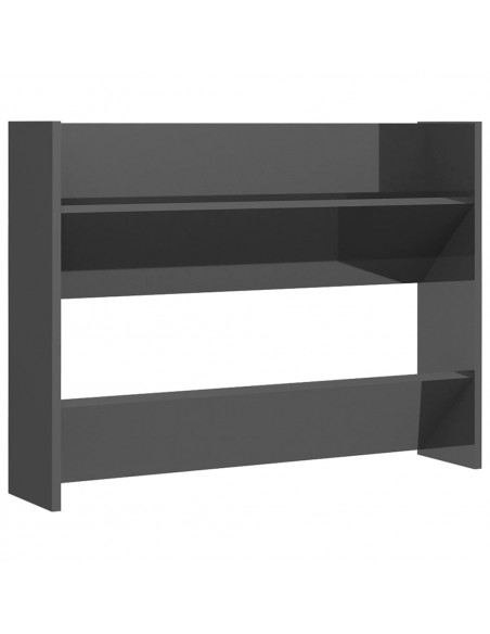 Scarpiera a Muro Grigio Lucido 80x18x60 cm in Legno Multistrato