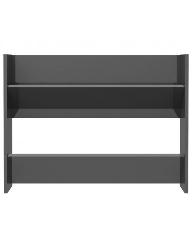 Scarpiera a Muro Grigio Lucido 80x18x60 cm in Legno Multistrato