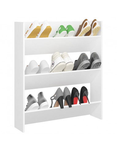 Scarpiera a Muro Bianca 80x18x90 cm in Legno Multistrato