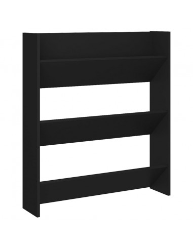 Scarpiera a Muro Nera 80x18x90 cm in Legno Multistrato