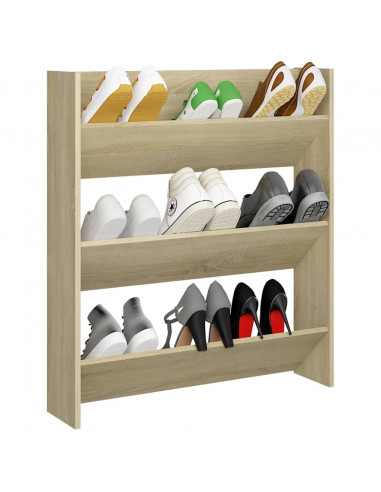 Scarpiera a Muro Rovere Sonoma 80x18x90 cm in Legno Multistrato