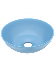 Lavandino da Bagno in Ceramica Azzurro Rotondo 2