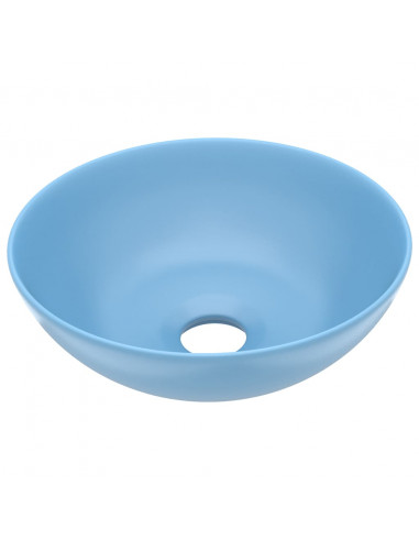 Lavandino da Bagno in Ceramica Azzurro Rotondo