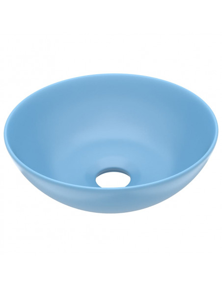 Lavandino da Bagno in Ceramica Azzurro Rotondo