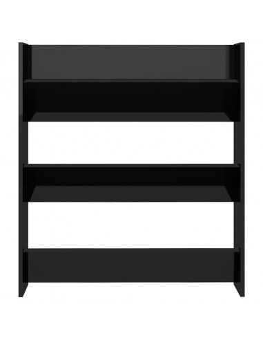 Scarpiera a Muro Nero Lucido 80x18x90 cm in Legno Multistrato
