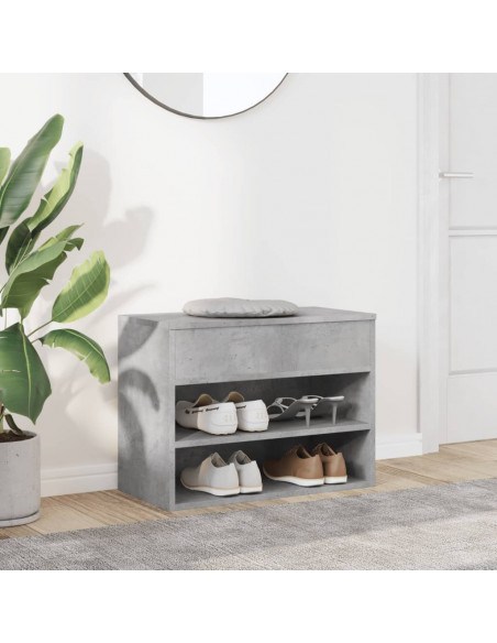 Panca Portascarpe Grigio Cemento 60x30x45 cm in Truciolato