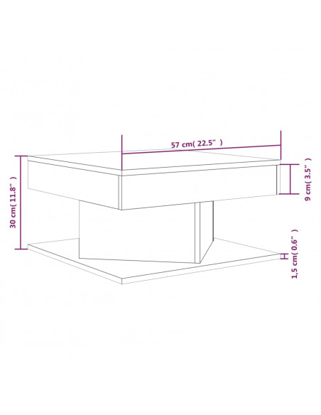 Tavolino da Salotto Rovere Fumo 57x57x30cm in Legno Multistrato