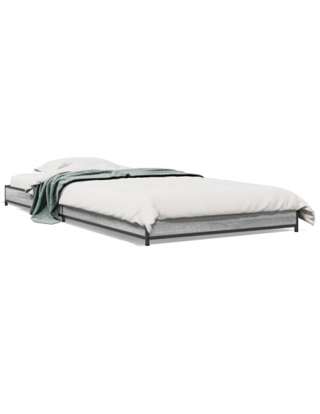 Giroletto Grigio Sonoma 90x200 cm Legno Multistrato e Metallo