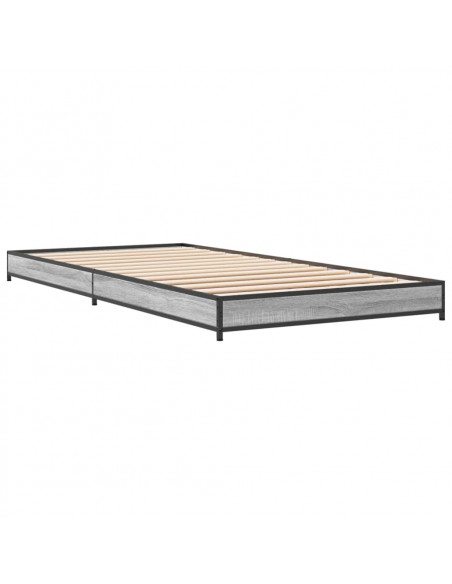 Giroletto Grigio Sonoma 90x200 cm Legno Multistrato e Metallo