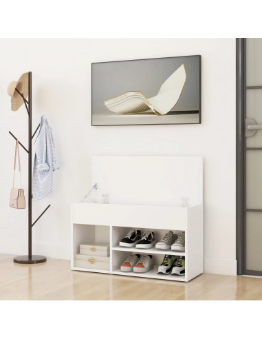 Panca Portascarpe Bianco 103x30x54,5 cm in Truciolato