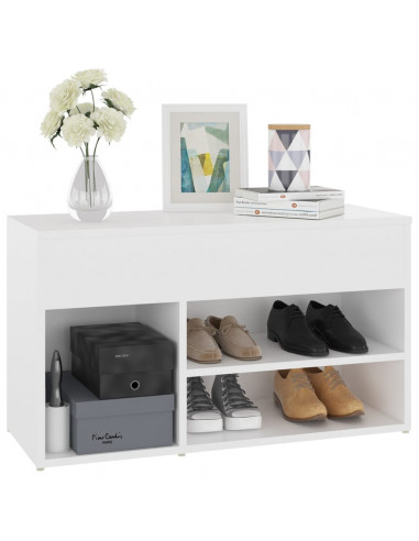 Panca Portascarpe Bianco 103x30x54,5 cm in Truciolato
