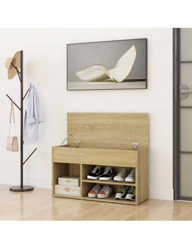 Panca Portascarpe Rovere Sonoma 103x30x54,5 cm in Truciolato