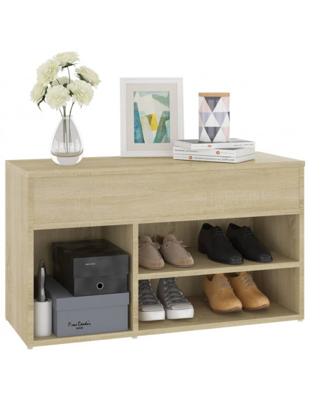 Panca Portascarpe Rovere Sonoma 103x30x54,5 cm in Truciolato