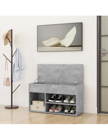 Panca Portascarpe Grigio Cemento 80x30x45 cm in Truciolato