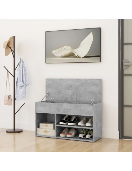 Panca Portascarpe Grigio Cemento 80x30x45 cm in Truciolato