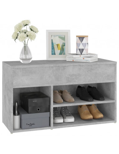 Panca Portascarpe Grigio Cemento 80x30x45 cm in Truciolato
