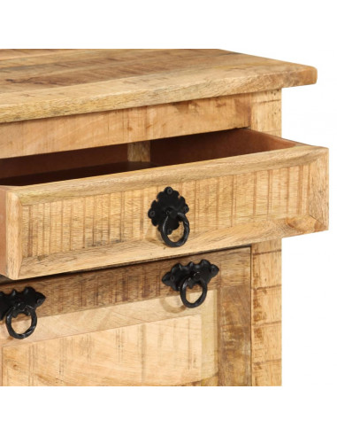 Scarpiera 4 Livelli con Cassetto Legno Massello di Mango Grezzo