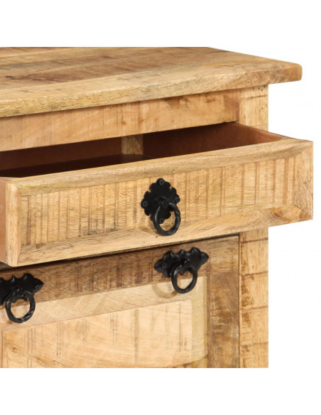 Scarpiera 4 Livelli con Cassetto Legno Massello di Mango Grezzo