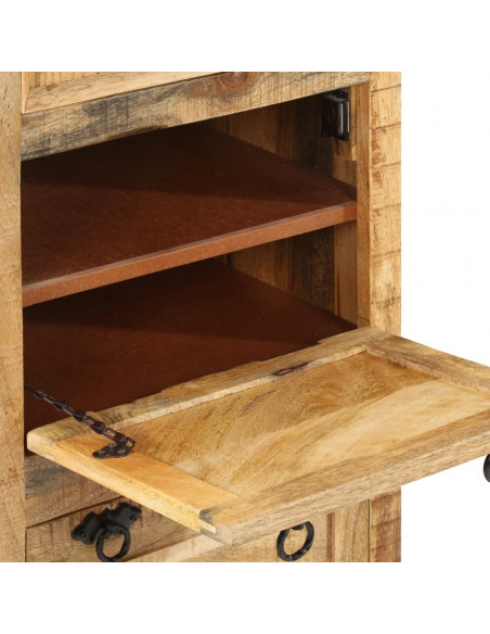 Scarpiera 4 Livelli con Cassetto Legno Massello di Mango Grezzo