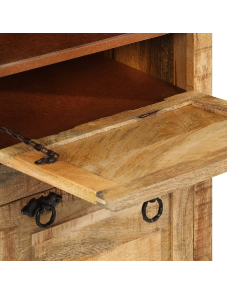 Scarpiera 4 Livelli con Cassetto Legno Massello di Mango Grezzo