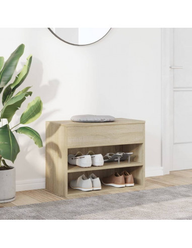 Panca Portascarpe Rovere Sonoma 60x30x45 cm in Truciolato