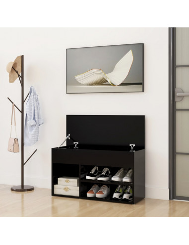 Panca Portascarpe Nera 80x30x45 cm in Truciolato