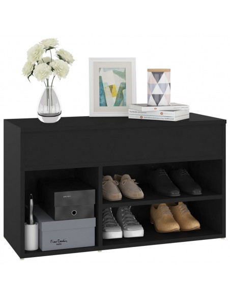 Panca Portascarpe Nera 80x30x45 cm in Truciolato