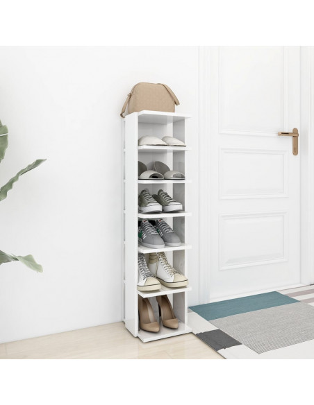 Scarpiera Bianco Lucido 27,5x27x102 cm in Legno Multistrato