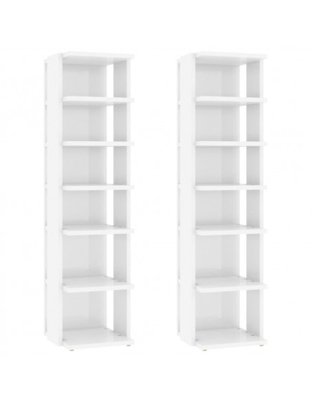 Scarpiere 2 pz Bianco Lucido 27,5x27x102 cm