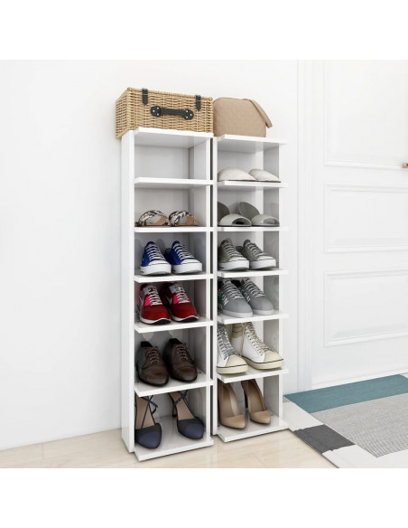 Scarpiere 2 pz Bianco Lucido 27,5x27x102 cm