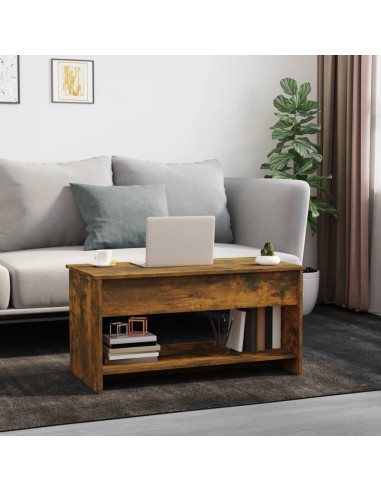 Tavolino da Salotto Rovere Fumo 102x50x52,5cm Legno Multistrato
