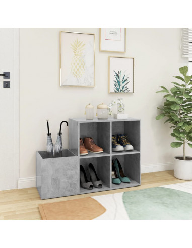 Scarpiera Ingresso Grigio Cemento 105x35,5x70 Legno Multistrato