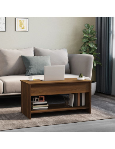Tavolino Salotto Rovere Marrone 102x50x52,5cm Legno Multistrato