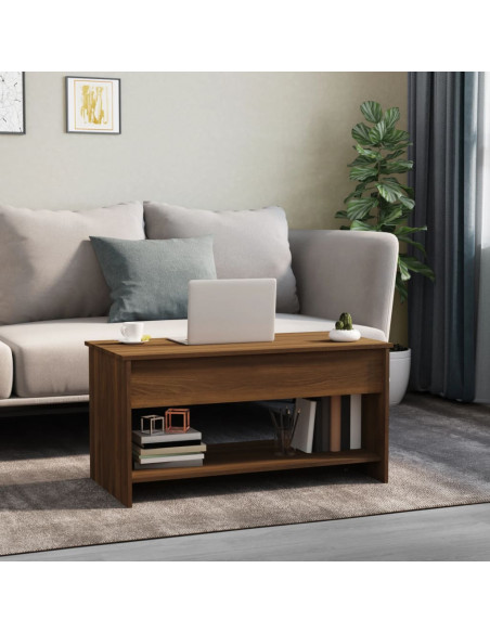 Tavolino Salotto Rovere Marrone 102x50x52,5cm Legno Multistrato