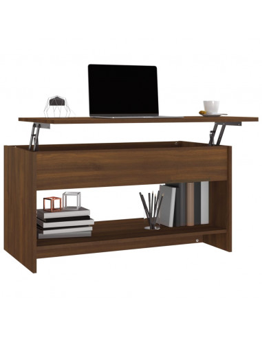 Tavolino Salotto Rovere Marrone 102x50x52,5cm Legno Multistrato