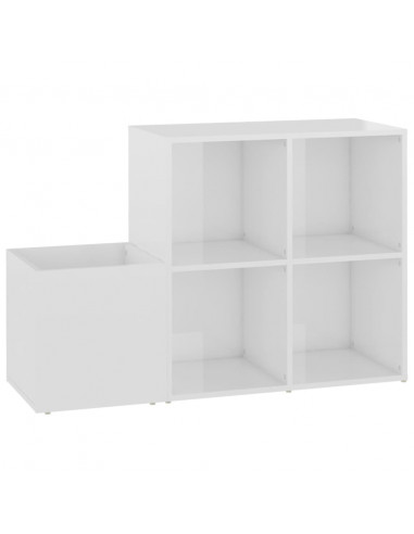 Scarpiera Ingresso Bianco Lucido 105x35,5x70 Legno Multistrato