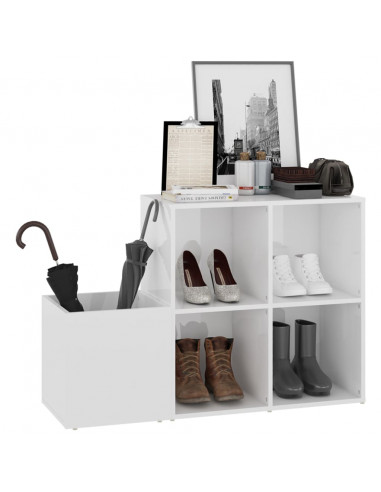 Scarpiera Ingresso Bianco Lucido 105x35,5x70 Legno Multistrato
