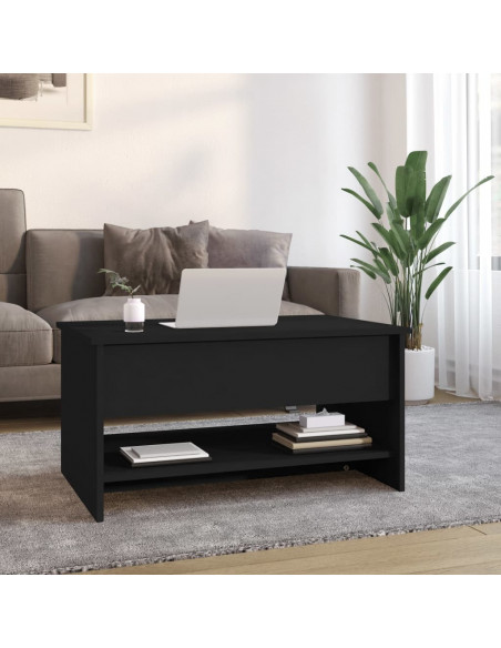 Tavolino da Salotto Nero 80x50x40 cm in Legno Multistrato