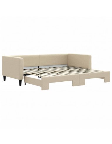 Divano Letto con Letto Estraibile Crema 90x200 cm in Tessuto