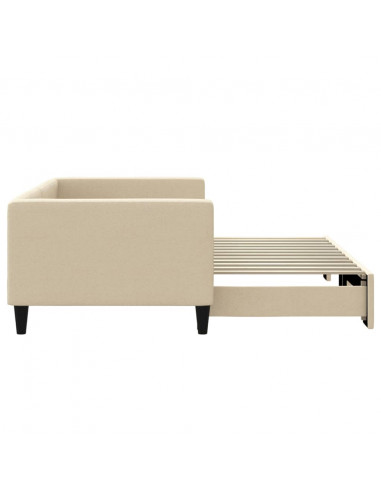 Divano Letto con Letto Estraibile Crema 90x200 cm in Tessuto