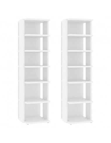 Scarpiere 2 pz Bianche 27,5x27x102 cm in Legno Multistrato