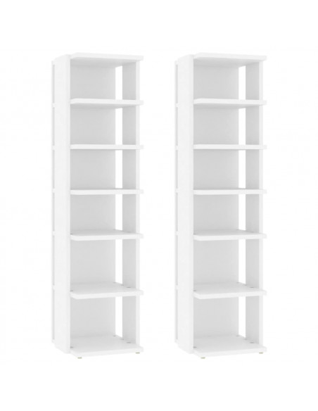Scarpiere 2 pz Bianche 27,5x27x102 cm in Legno Multistrato