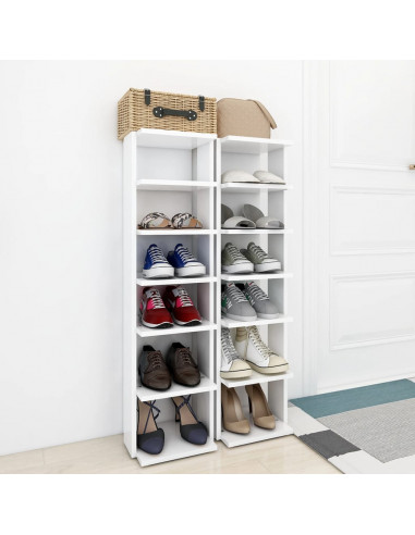 Scarpiere 2 pz Bianche 27,5x27x102 cm in Legno Multistrato