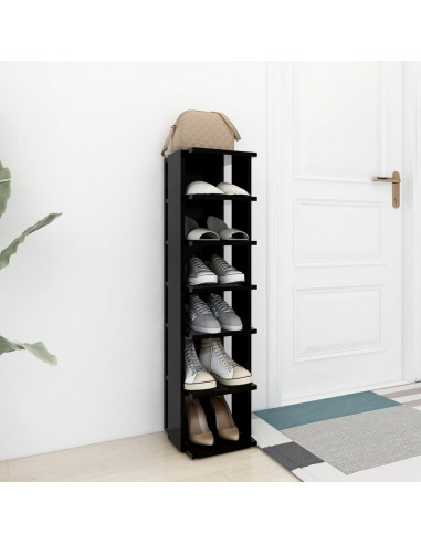 Scarpiera Nera 27,5x27x102 cm in Legno Multistrato
